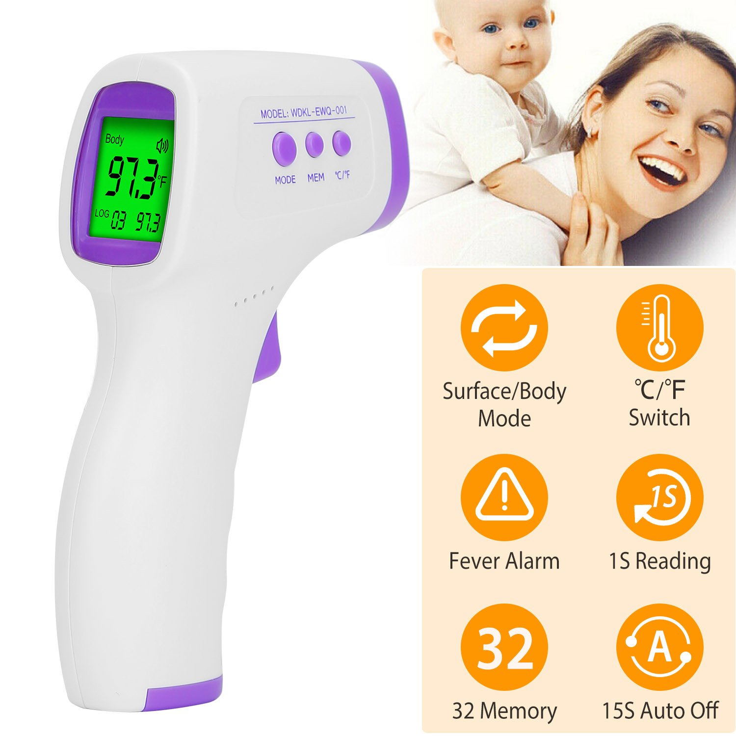 Digital Infrared Thermometer Non-contact Forehead Body Thermometer Surface Room Instant Accurate Reading Digital Infrared Thermometer Non-contact Forehead Body Thermometer Surface Room Instant Accurate Reading